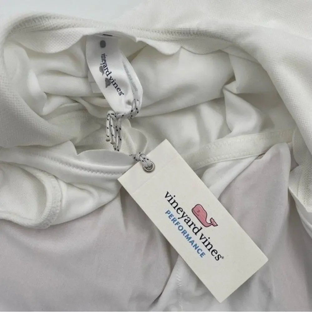 Vineyard Vines textured scallop one-piece swimsuit‎ white cap New scoop back
